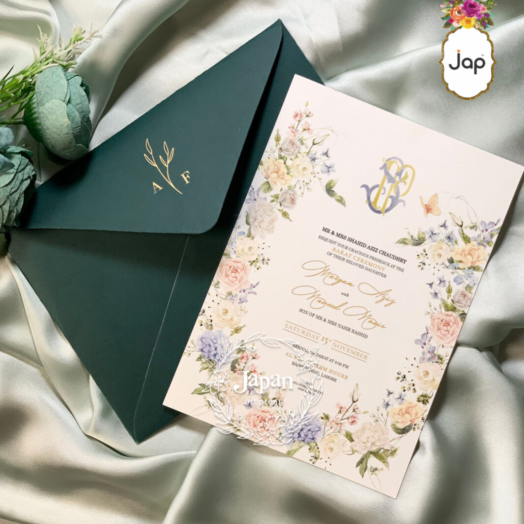 Botanical Monogram Pocket Invitation