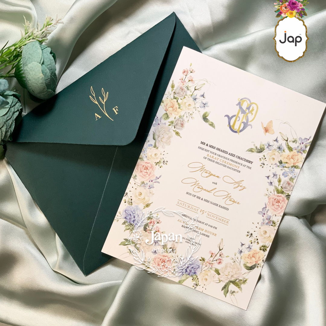 Botanical Monogram Pocket Invitation