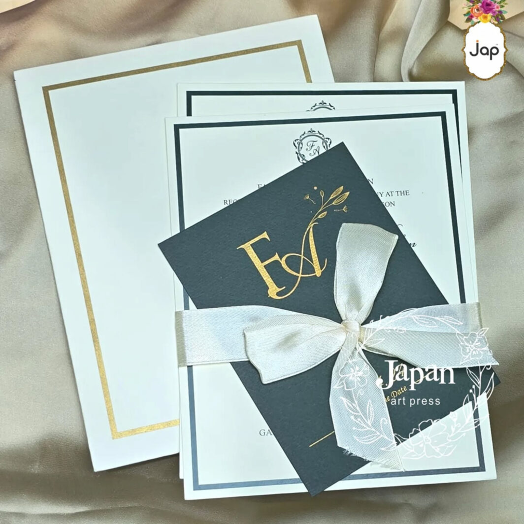Ribbon Tie Monogram Invitation Suite