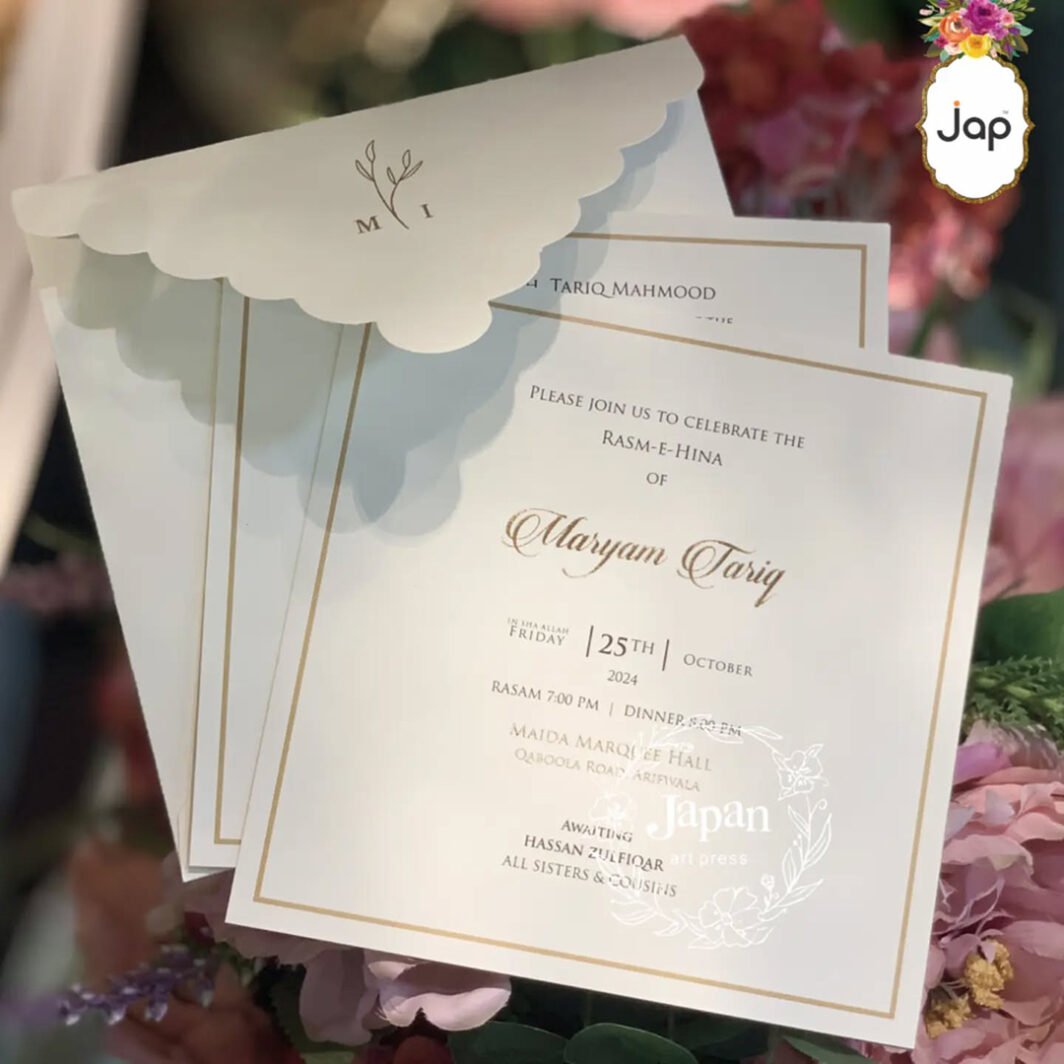Scalloped Pocket Wedding Invitation