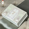 Sage Green Heritage Floral Wedding Box Card with an ornate architectural arch, botanical illustrations, and gold lettering.